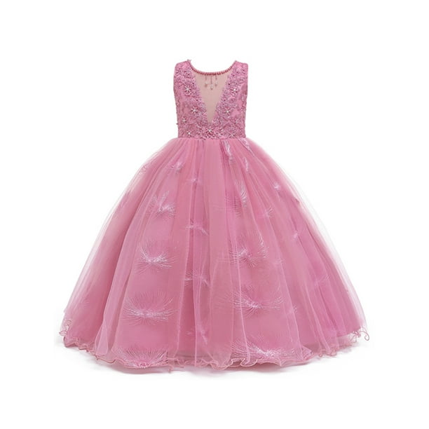 Girls Princess Dresses Party Wedding Bridesmaid Formal Gown Lace Maxi Long Dress